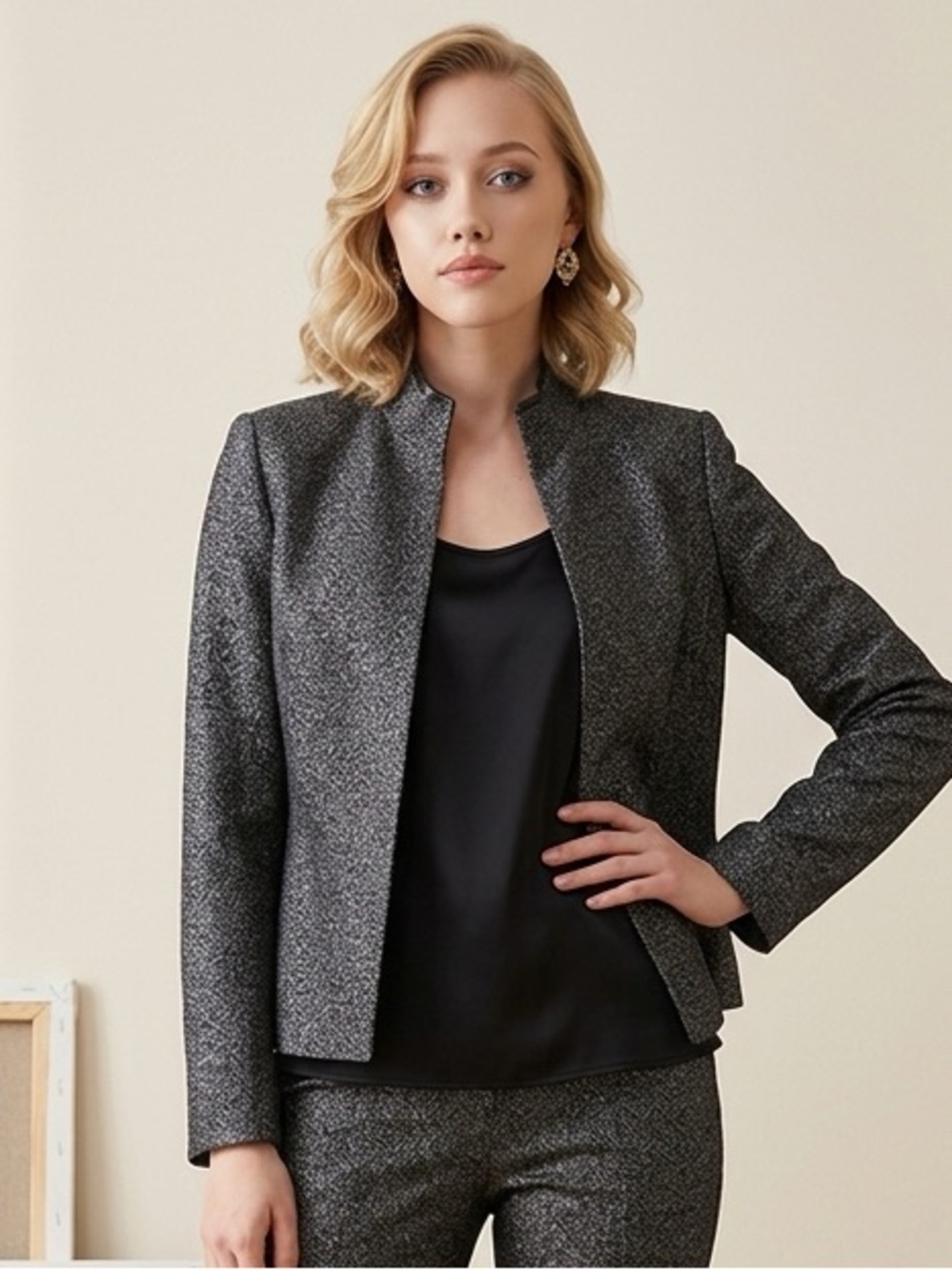 EUC - Delicia Women’s Black Business Professional Silk Lined Blazet - Size 6